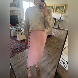 ASOS side button midi skirt with asymmetric hem